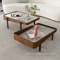 Square Table Marble Top Metal Frame Coffee Table